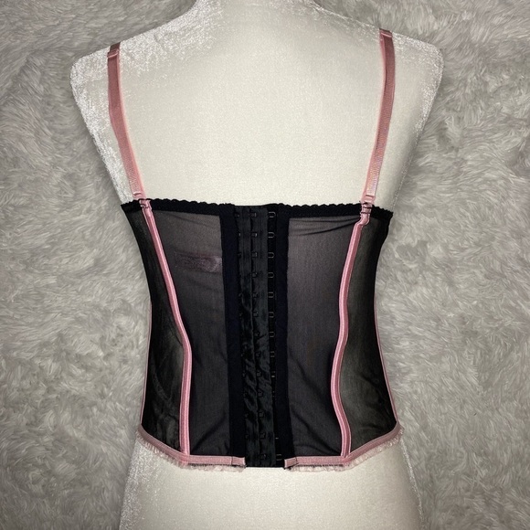 Vintage Victoria’s Secret sheer SEXY black and pink corset top - Picture 3 of 4